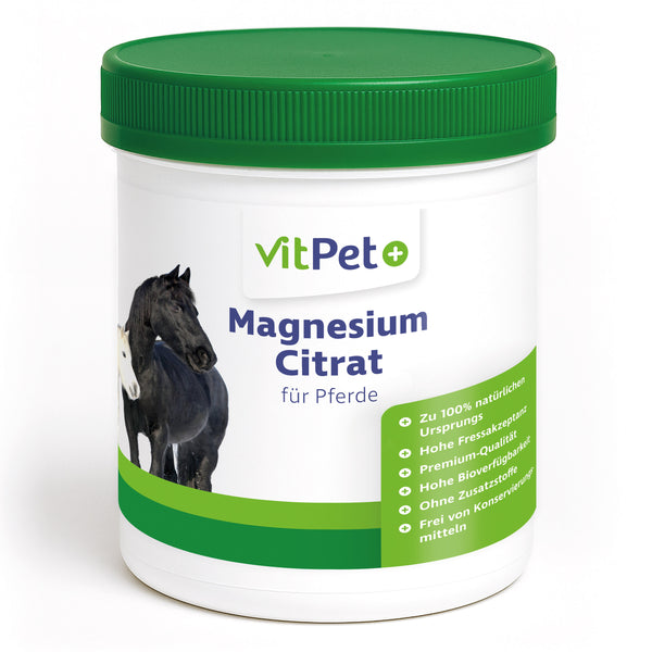 Magnesiumcitrat für Pferde – Premium Magnesium Pulver – 1000 g inkl. Dosierlöffel