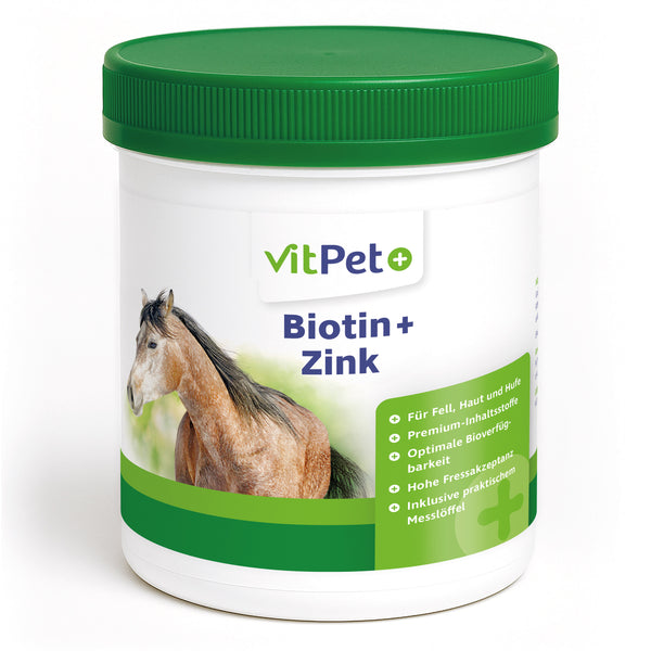 Biotin plus Zink für Pferde – Ergänzungsfuttermittel – 1,2 kg inkl. Dosierlöffel