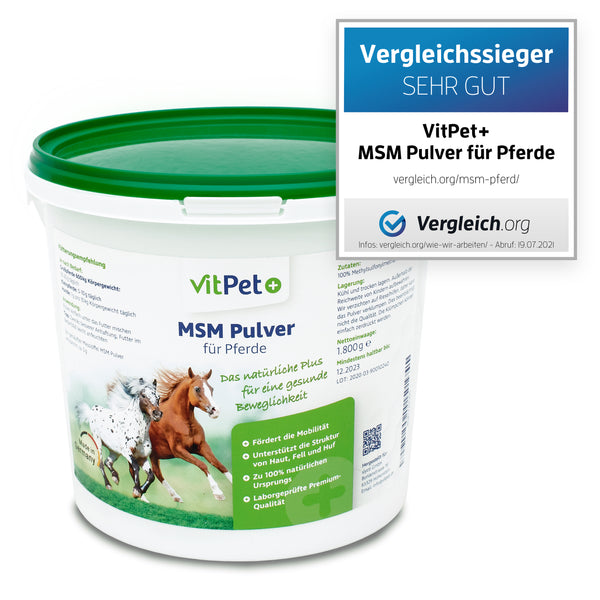 MSM Pulver für Pferde und Hunde – im 1,8 kg Eimer inkl. Dosierlöffel